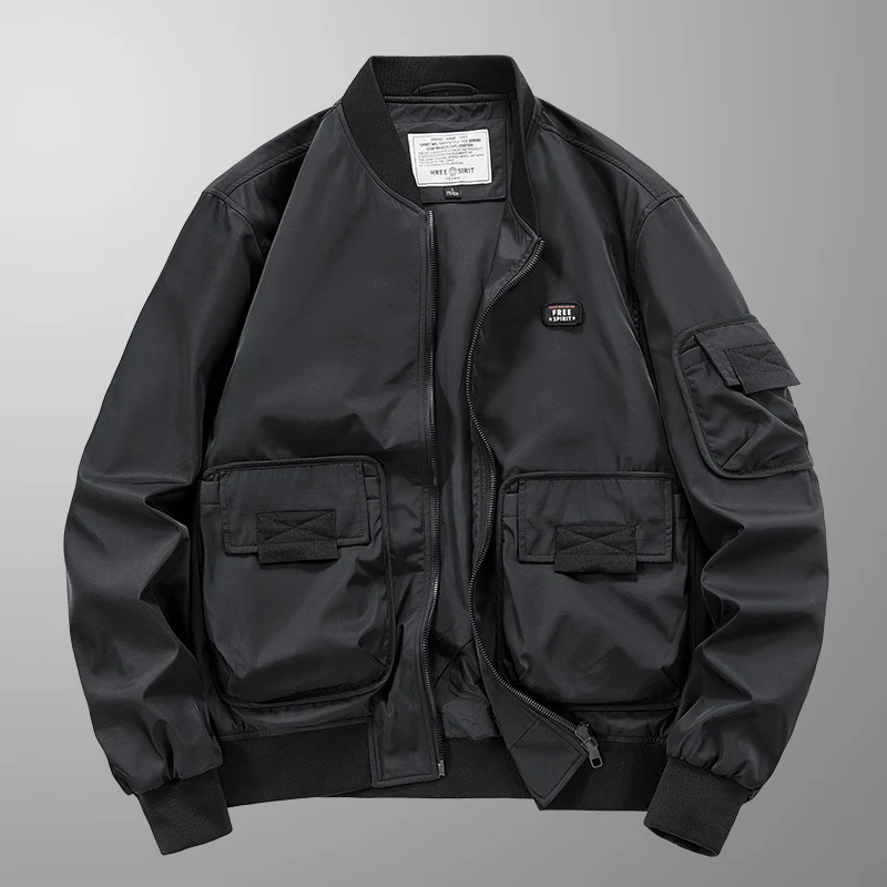 Herren leichter Nylon-Bomber mit Utility‑Taschen, Ärmel‑Organizer und geripptem Saum Nord Taschen