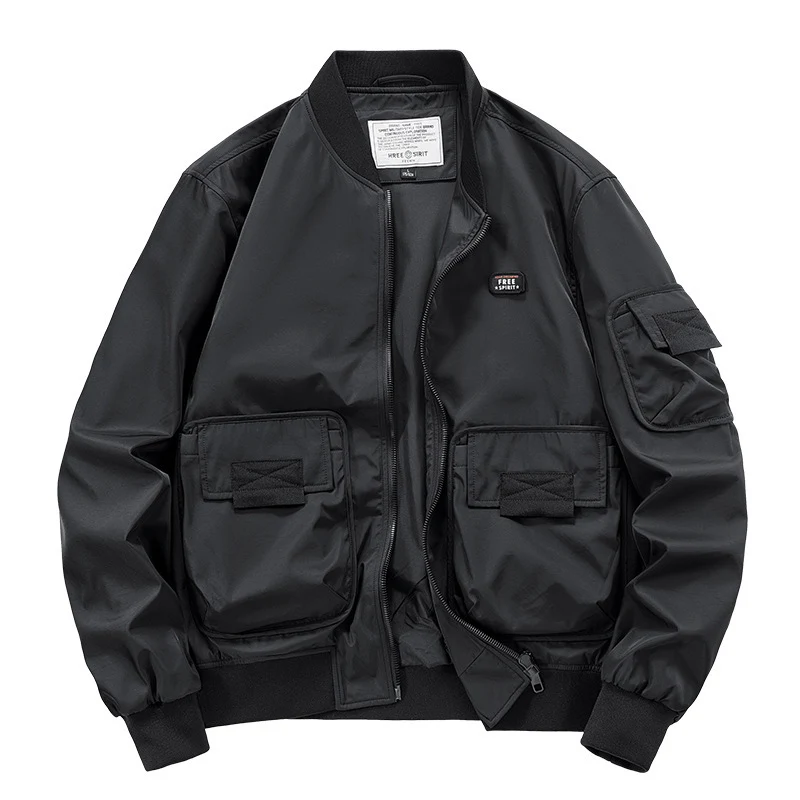 Herren leichter Nylon-Bomber mit Utility‑Taschen, Ärmel‑Organizer und geripptem Saum Nord Taschen