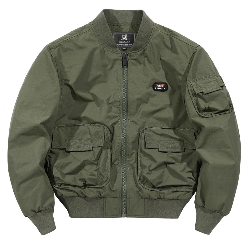 Herren leichter Nylon-Bomber im Utility-Look mit Mehrfachtaschen und Rippbündchen Nord Taschen