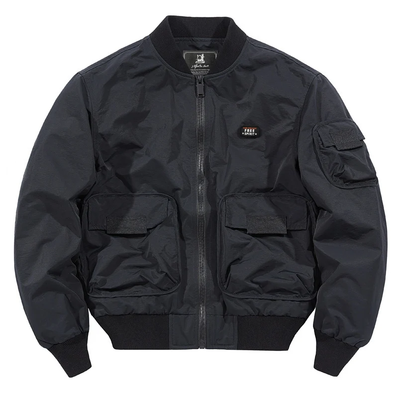 Herren leichter Nylon-Bomber im Utility-Look mit Mehrfachtaschen und Rippbündchen Nord Taschen