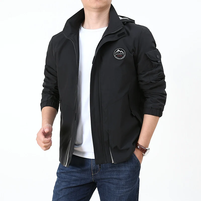 Herren Leichter Kapuzen-Softshellblouson im Urban-Outdoor-Stil mit Ärmeltasche und elastischen Bündchen Nord Taschen