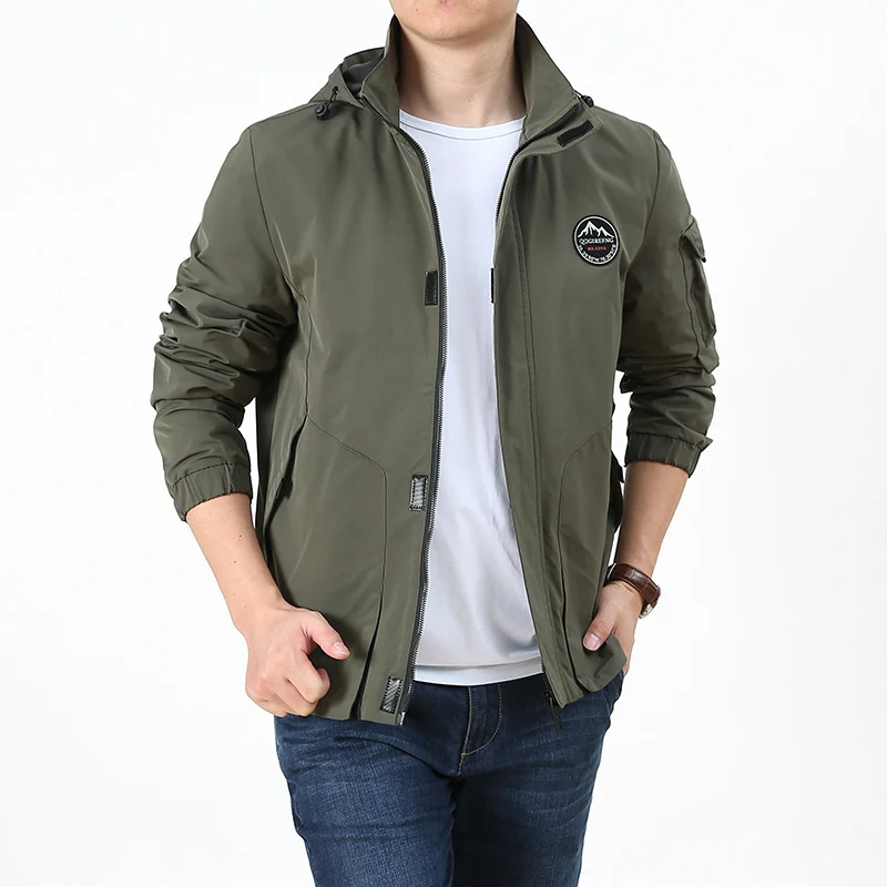 Herren Leichter Kapuzen-Softshellblouson im Urban-Outdoor-Stil mit Ärmeltasche und elastischen Bündchen Nord Taschen