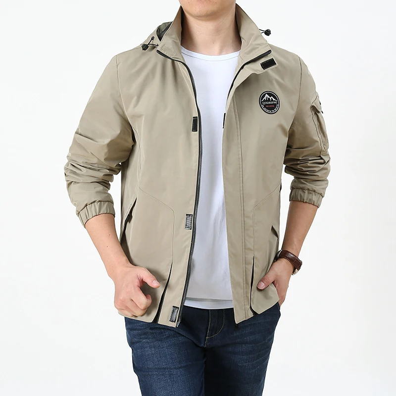 Herren Leichter Kapuzen-Softshellblouson im Urban-Outdoor-Stil mit Ärmeltasche und elastischen Bündchen Nord Taschen
