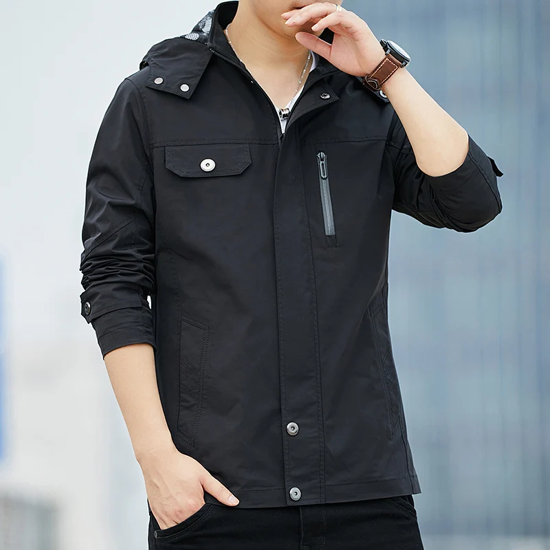 Herren Leichter Kapuzen-Fieldblouson im Casual-Utility-Stil Nord Taschen