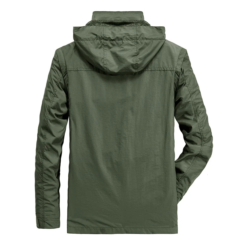 Herren leichter Fieldparka mit Kapuze, Multifunktionstaschen und atmungsaktivem Mesh‑Futter Nord Taschen
