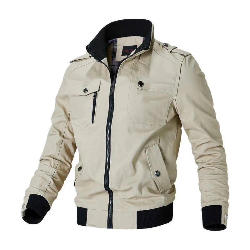Herren leichter Canvas-Pilotblouson mit Stehkragen, Schulterpatten und Rippenbündchen Nord Taschen