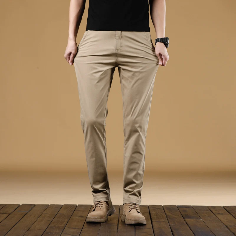 Herren Slim-Fit Baumwoll-Chinohose mit elastischem Bund und geradem Bein Nord Taschen