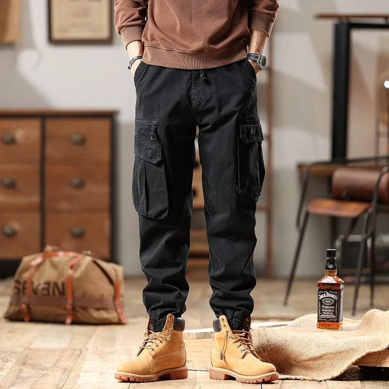 Herren Robuste Baumwoll-Cargohose mit elastischem Saum und Multifachtaschen Nord Taschen
