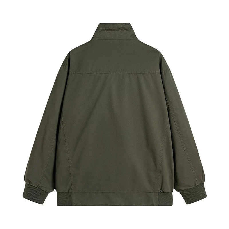 Herren Locker geschnittene Canvas-Überwurfjacke mit Stehkragen und aufgesetzten Pattentaschen Nord Taschen