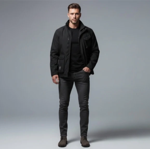 Herren Leichte Utility-Fieldjacke mit Stehkragen, Mehrfach-Taschen und atmungsaktivem Meshfutter Nord Taschen
