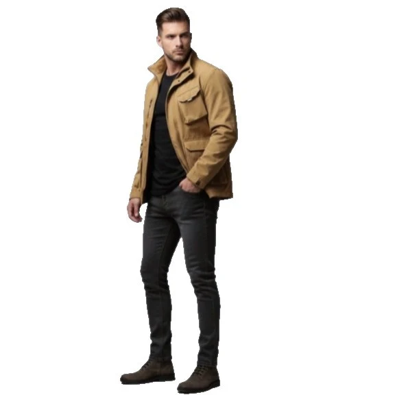 Herren Leichte Utility-Fieldjacke mit Stehkragen, Mehrfach-Taschen und atmungsaktivem Meshfutter Nord Taschen