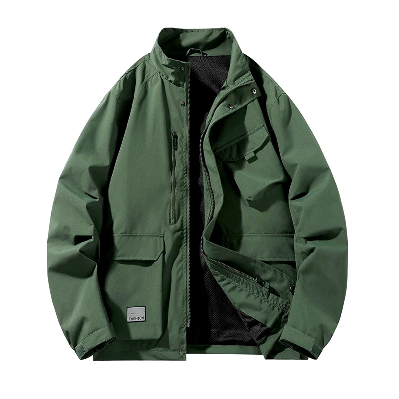 Herren Leichte Utility-Fieldjacke mit Stehkragen, Mehrfach-Taschen und atmungsaktivem Meshfutter Nord Taschen