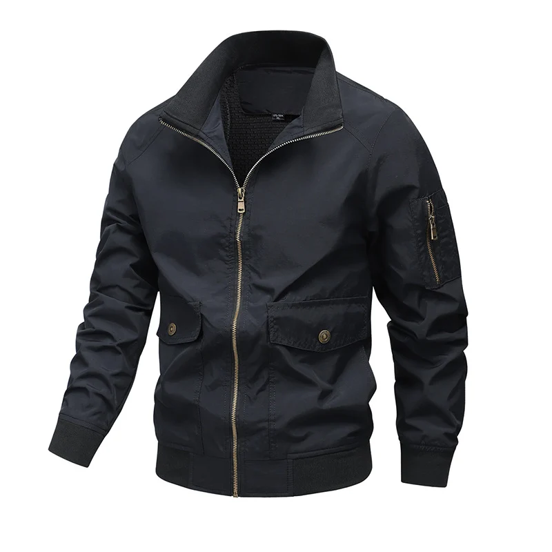 Herren Leichte Utility-Bomberjacke mit Ärmeltasche und Netzfutter Nord Taschen