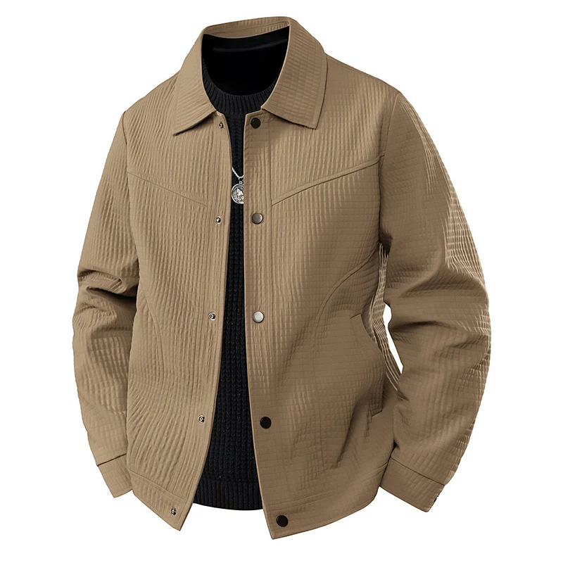 Herren Leichte Übergangsjacke im Worker-Stil mit mikrostrukturierter Twill-Optik und Druckknopfleiste Nord Taschen