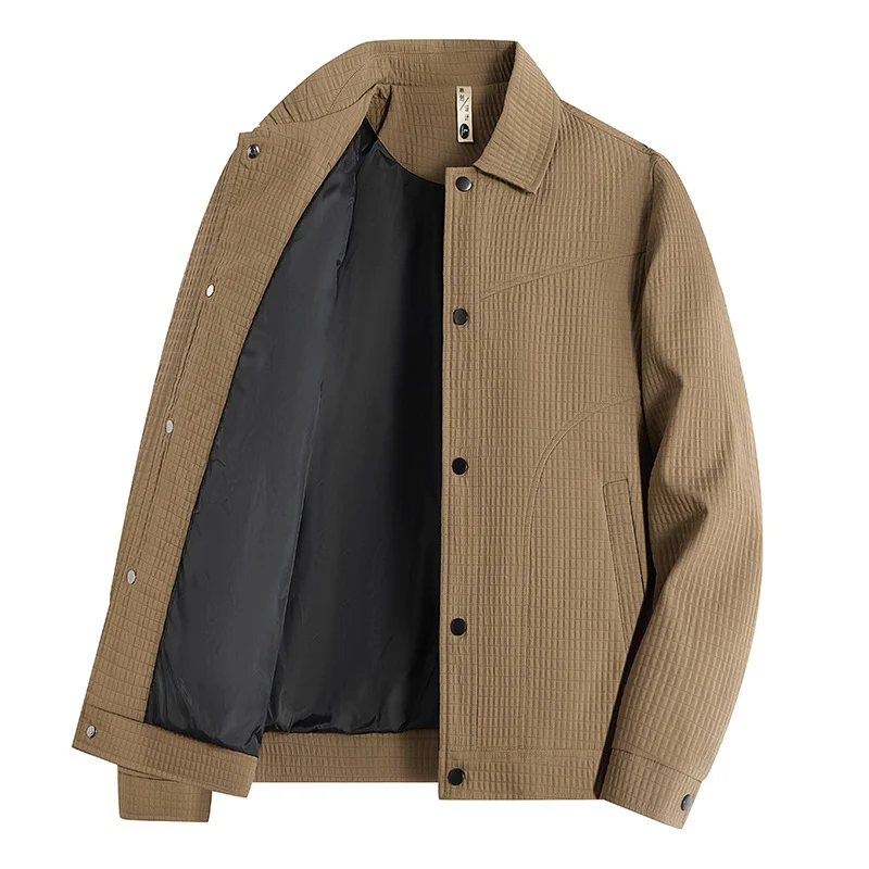 Herren Leichte Übergangsjacke im Worker-Stil mit mikrostrukturierter Twill-Optik und Druckknopfleiste Nord Taschen