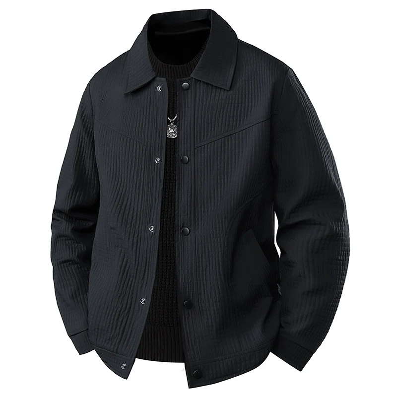 Herren Leichte Übergangsjacke im Worker-Stil mit mikrostrukturierter Twill-Optik und Druckknopfleiste Nord Taschen