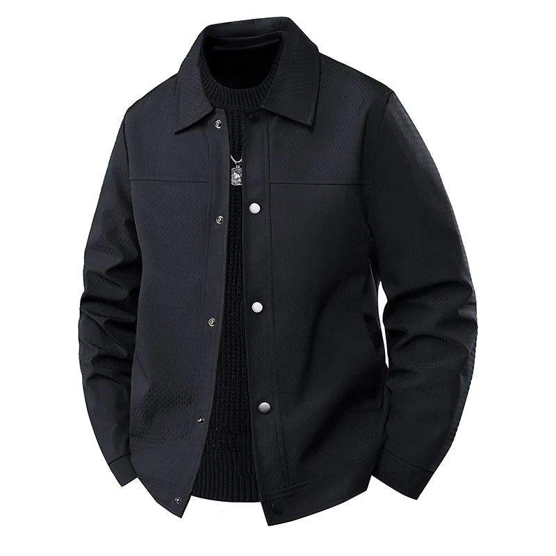 Herren Leichte Übergangsjacke im Worker-Stil mit mikrostrukturierter Twill-Optik und Druckknopfleiste Nord Taschen