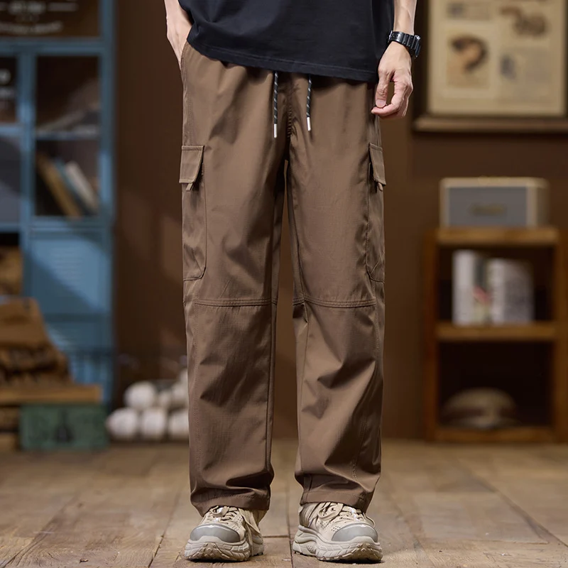 Herren Leichte Technical Cargo-Hose mit geradem Bein, Multifachtaschen und Kordelbund Nord Taschen