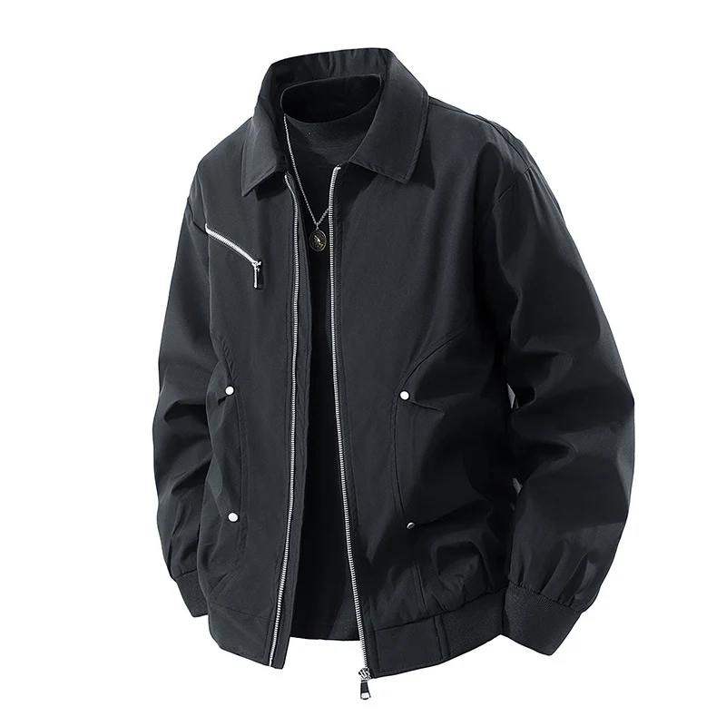 Herren Leichte Oversize-Bomberjacke aus winddichtem Nylon mit Reißverschluss, Brusttasche und Rippbündchen Nord Taschen