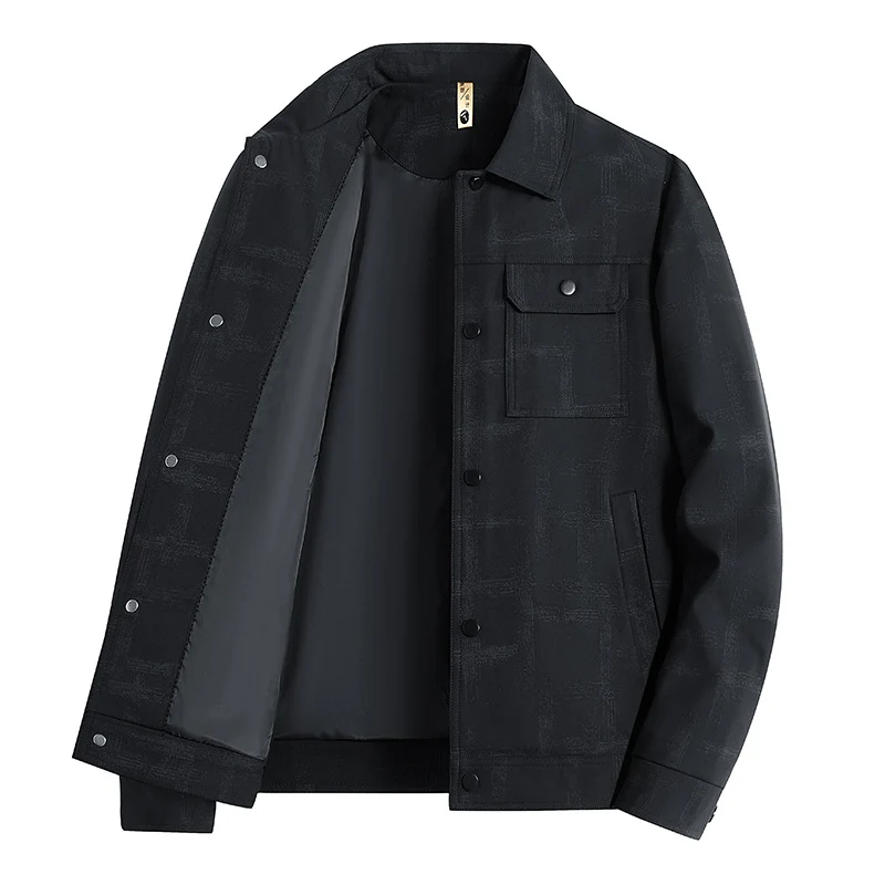 Herren Leichte Overshirt-Jacke mit dezenter Reptilprägung und Druckknopfverschluss Nord Taschen