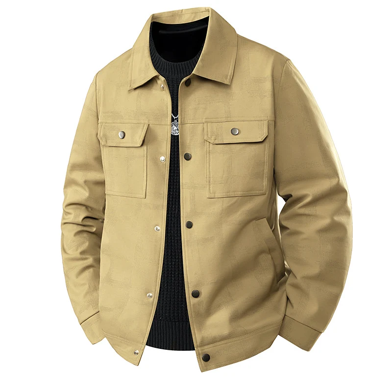 Herren Leichte Overshirt-Jacke mit dezenter Reptilprägung und Druckknopfverschluss Nord Taschen