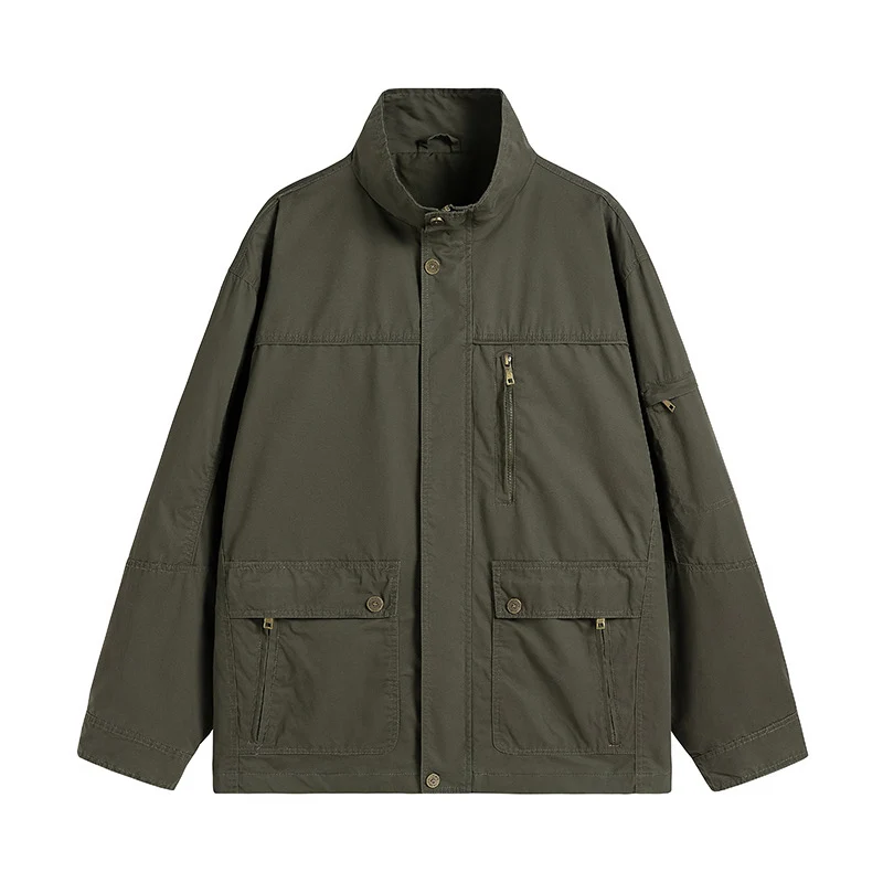 Herren leichte Outdoor-Utility Jacke mit Stehkragen Nord Taschen
