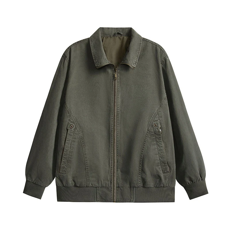 Herren leichte Baumwoll-Twill Übergangsjacke mit Reißverschluss und Ballonärmeln Nord Taschen