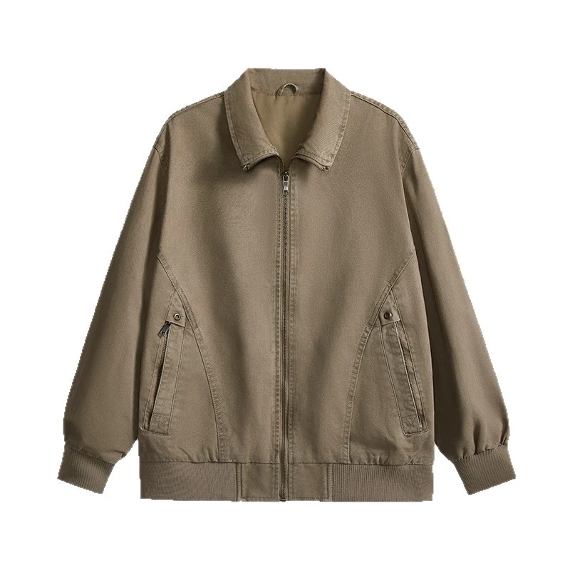 Herren leichte Baumwoll-Twill Übergangsjacke mit Reißverschluss und Ballonärmeln Nord Taschen