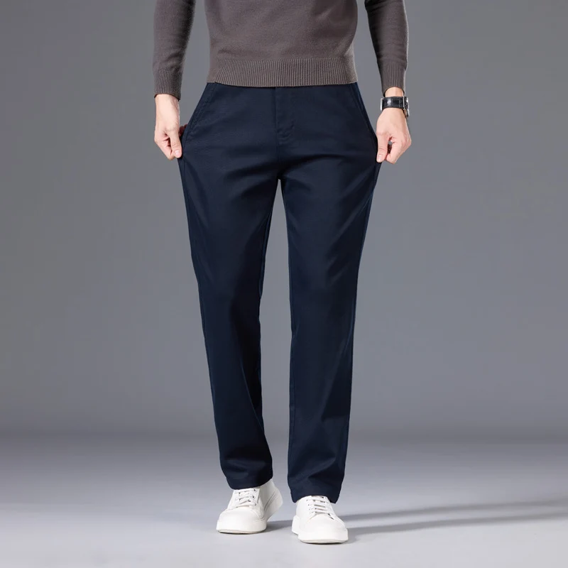 Herren Klassische gerade geschnittene Chinohose aus Baumwollmischung mit Seitentaschen Nord Taschen