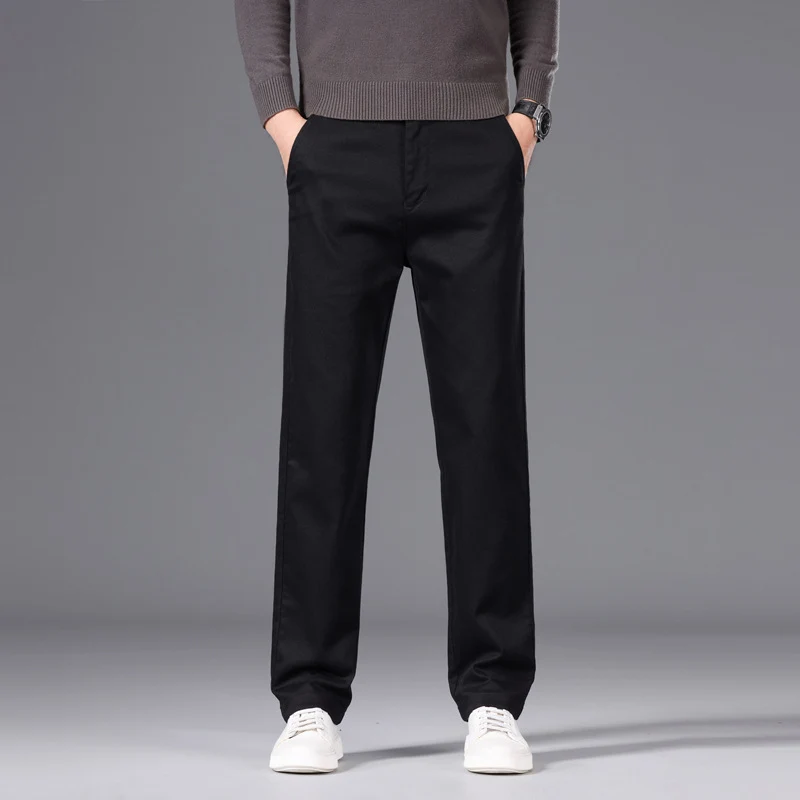 Herren Klassische gerade geschnittene Chinohose aus Baumwollmischung mit Seitentaschen Nord Taschen