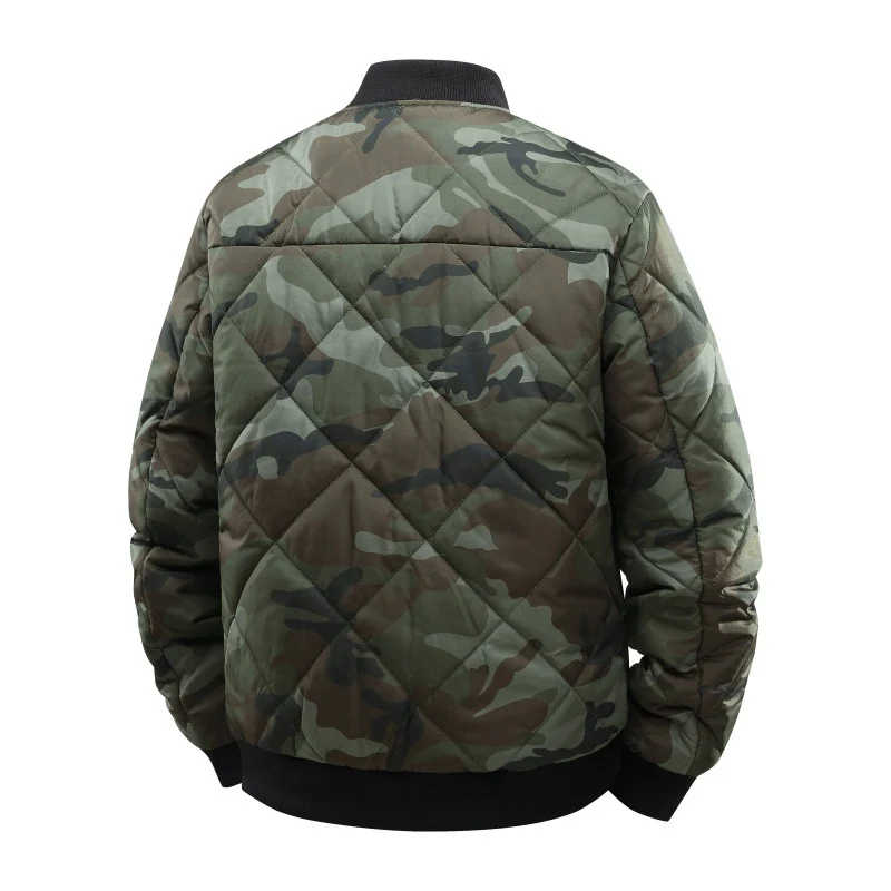 Herren Gestepptes Camouflage-Bomberjacke mit Rippbündchen und Zweiwege-Reißverschluss Nord Taschen