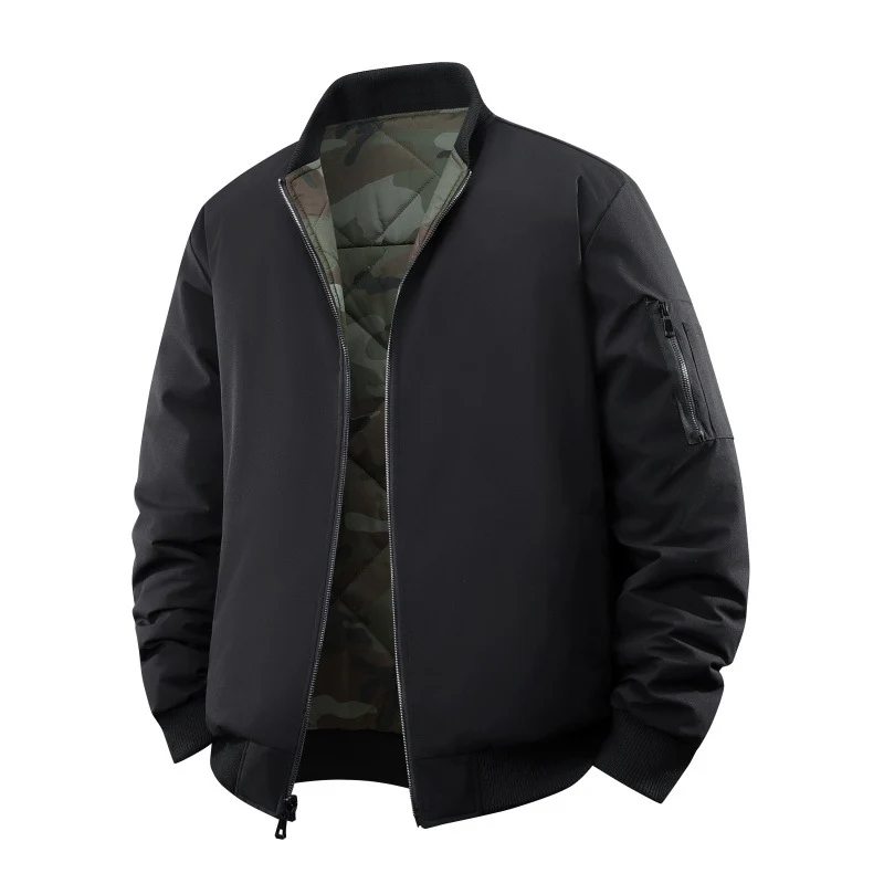 Herren Gestepptes Camouflage-Bomberjacke mit Rippbündchen und Zweiwege-Reißverschluss Nord Taschen