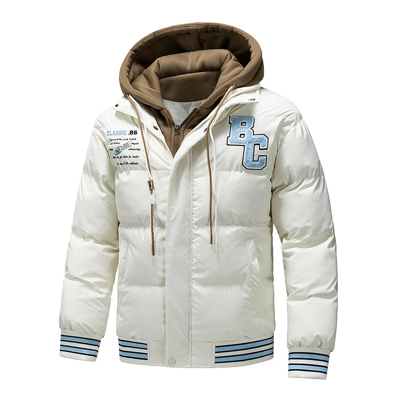 Herren Gepolsterte Steppjacke mit Kapuzen-Inlay und College-Patches Nord Taschen