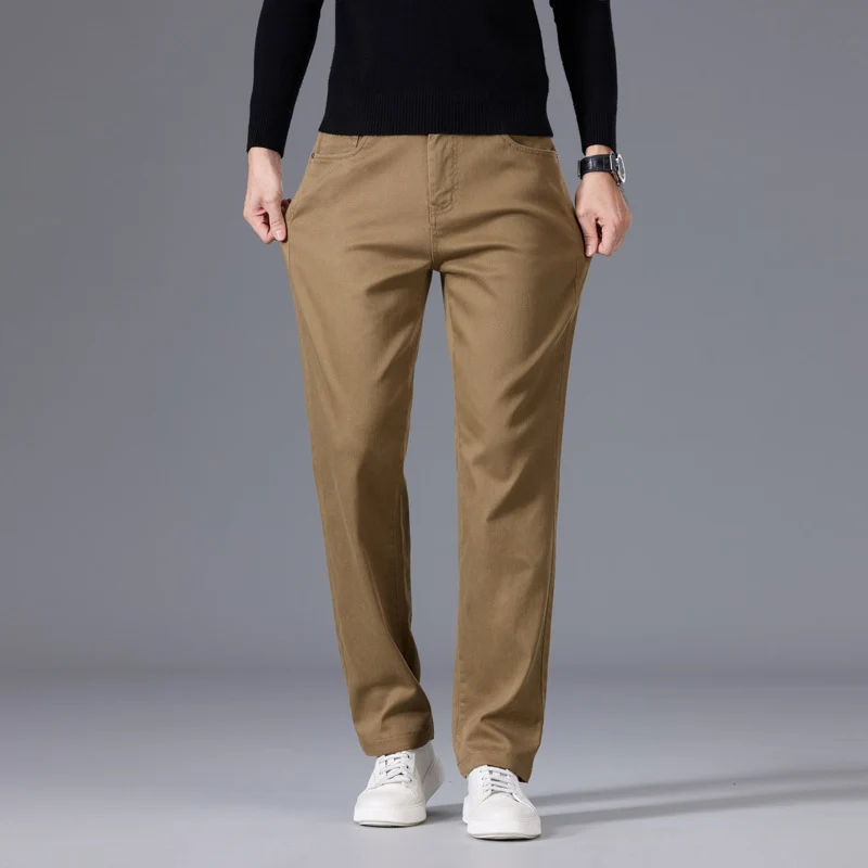 Herren Entspannte Baumwoll-Twill-Chinohose mit geradem Bein Nord Taschen