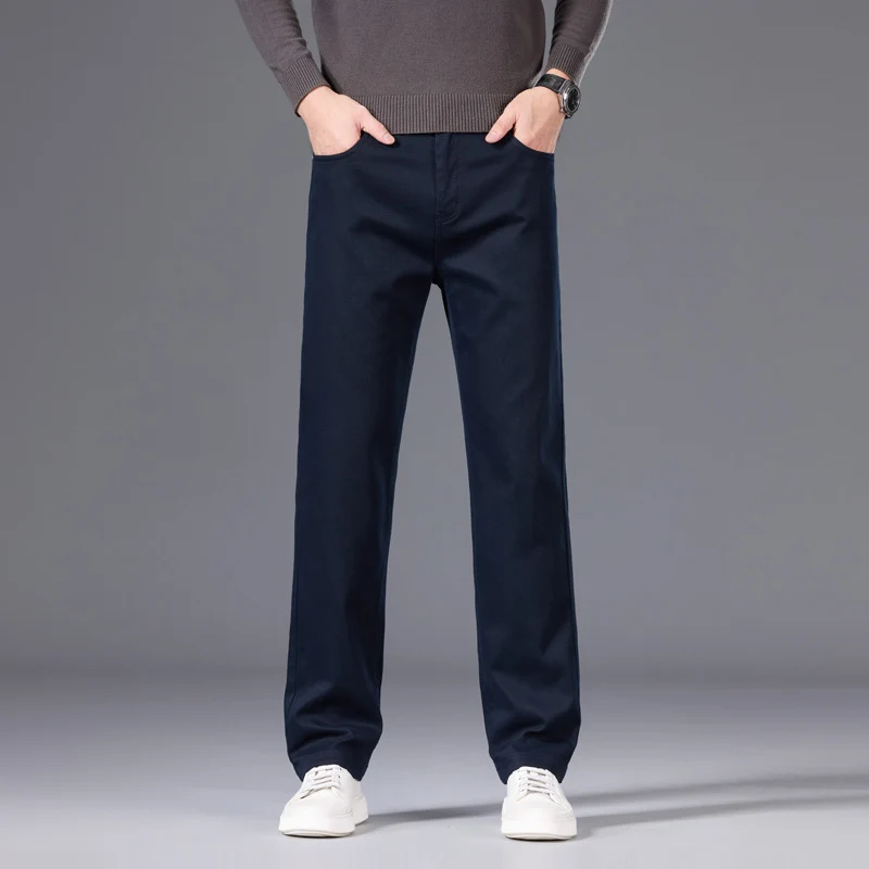 Herren Entspannte Baumwoll-Twill-Chinohose mit geradem Bein Nord Taschen