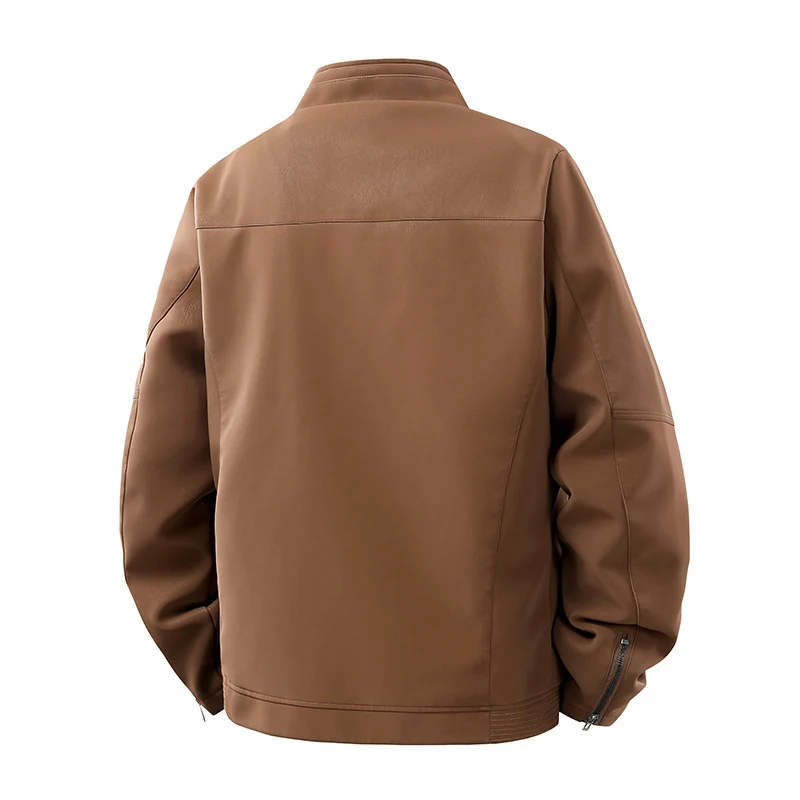 Herren Casual-Lederoptik-Blouson mit Stehkragen und verdecktem Reißverschluss Nord Taschen