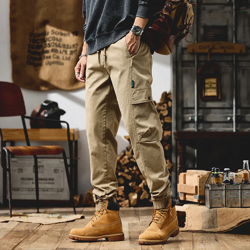 Herren Cargo-Joggerhose aus Baumwoll-Twill mit Kordelzug, Cargotaschen und elastischen Bündchen Nord Taschen