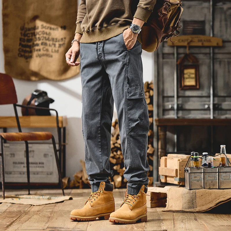 Herren Cargo-Joggerhose aus Baumwoll-Twill mit Kordelzug, Cargotaschen und elastischen Bündchen Nord Taschen