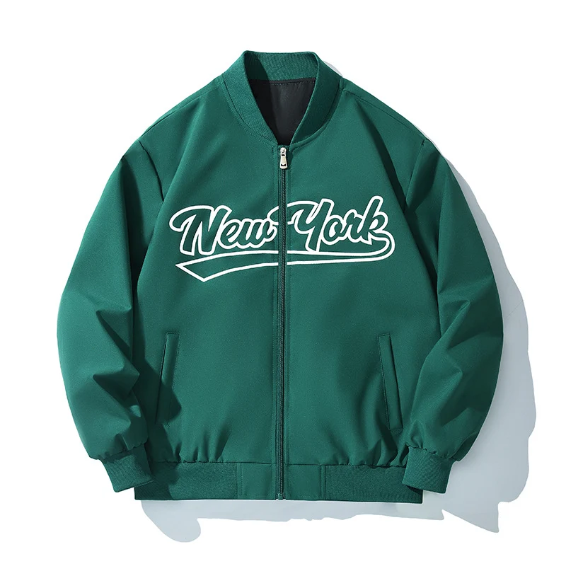 Herren Bomberjacke im College-Stil mit Script-Frontprint und Rippbündchen Nord Taschen