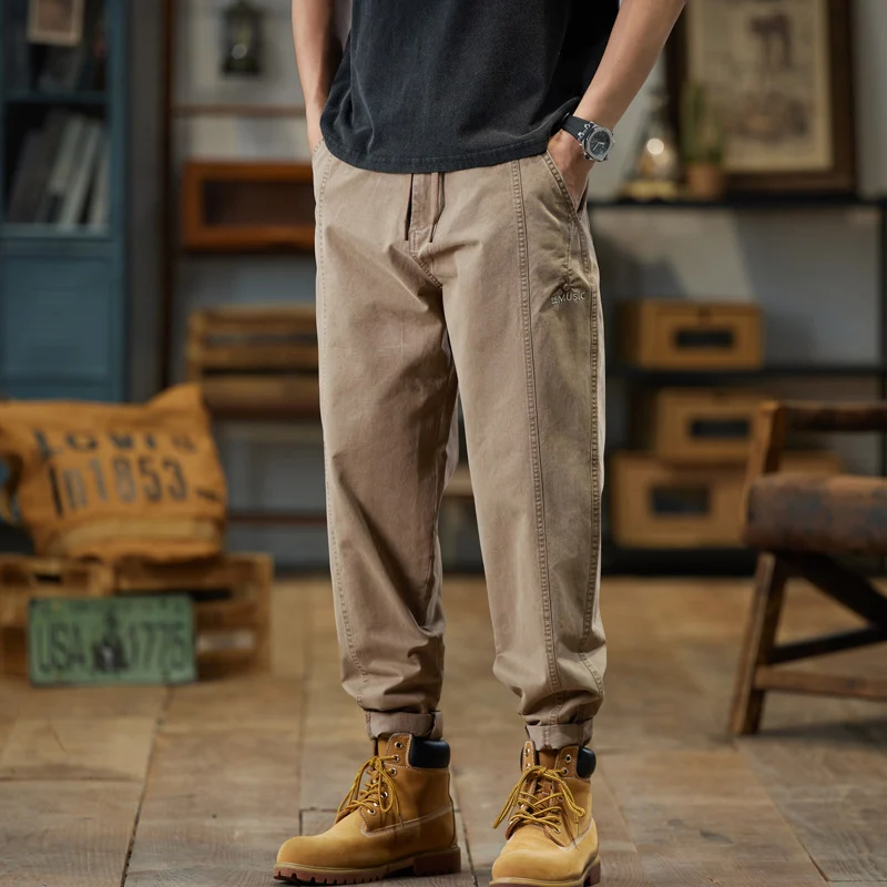 Herren Baumwoll-Twill Joggerhose im Tapered-Schnitt mit Tunnelzug und gekrempeltem Saum Nord Taschen