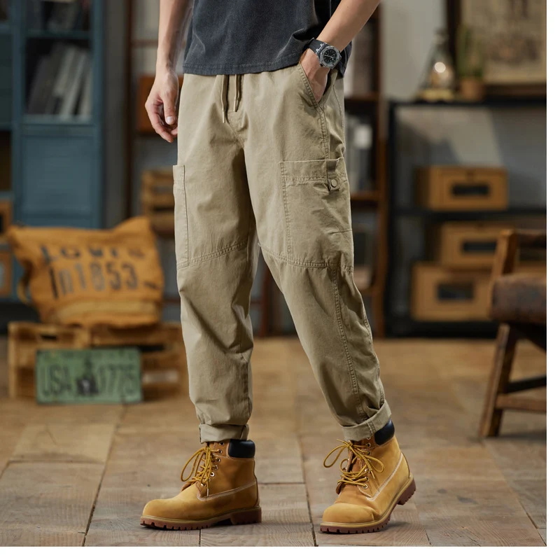 Herren Baumwoll-Twill Joggerhose im Tapered-Schnitt mit Tunnelzug und gekrempeltem Saum Nord Taschen