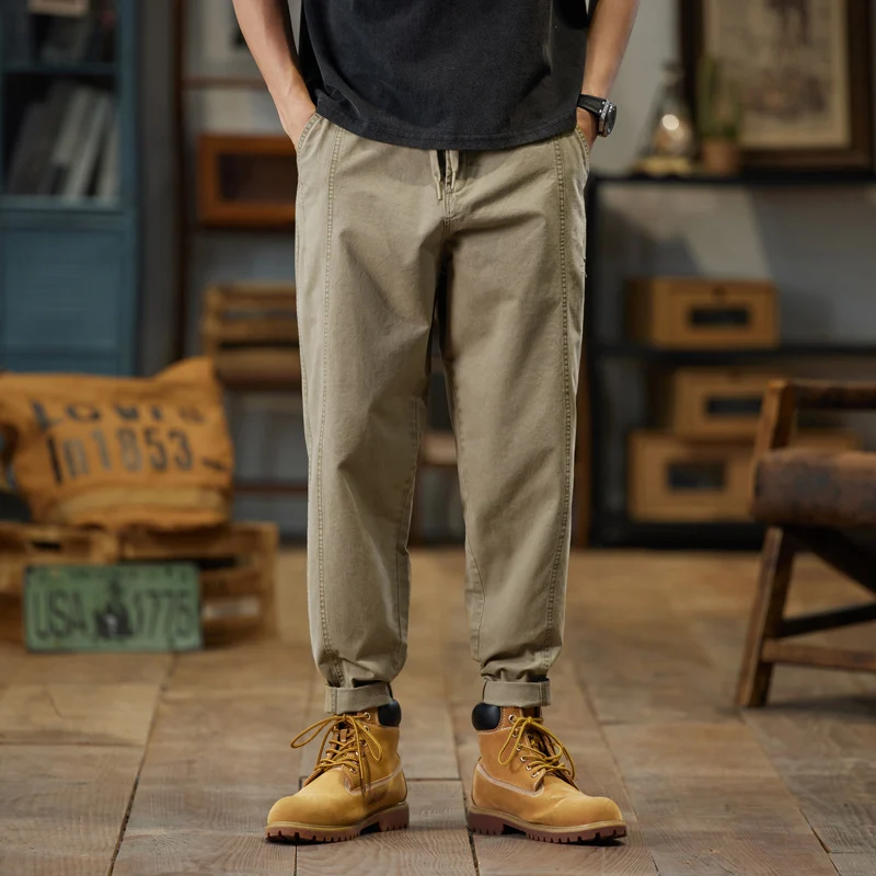 Herren Baumwoll-Twill Joggerhose im Tapered-Schnitt mit Tunnelzug und gekrempeltem Saum Nord Taschen