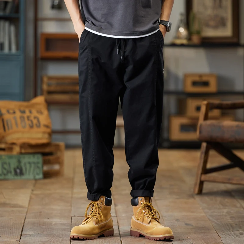 Herren Baumwoll-Twill Joggerhose im Tapered-Schnitt mit Tunnelzug und gekrempeltem Saum Nord Taschen
