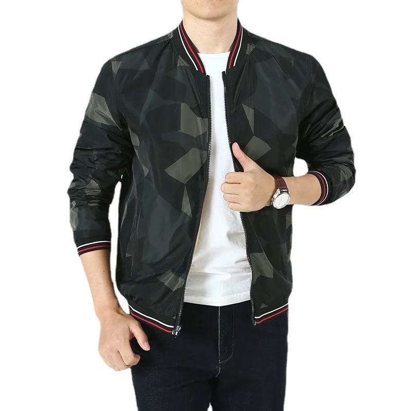 Herren Leichter Bomberblouson im Retro‑Sportstil mit geripptem Kragen und Reißverschluss‑Taschendetail Nord Taschen