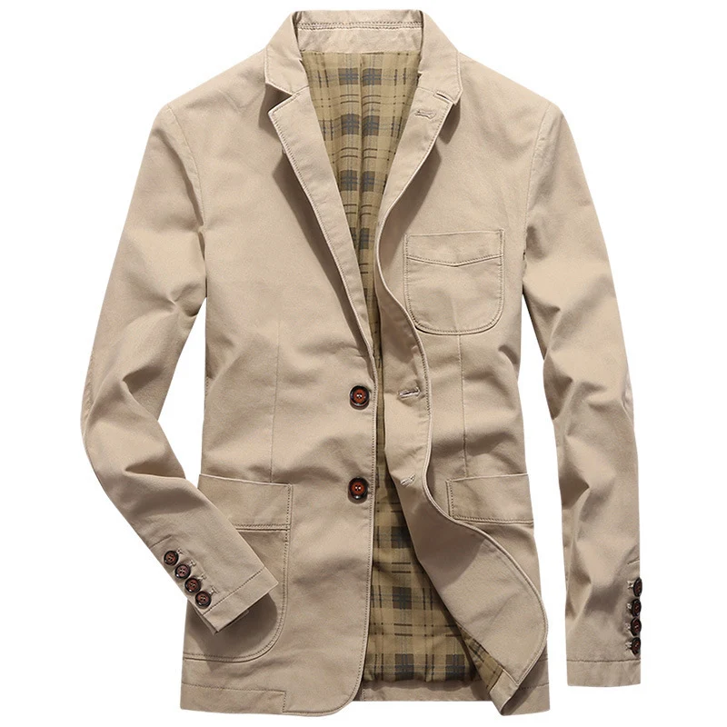 Herren Leichter Baumwoll‑Sakko im Casual‑Look mit kariertem Innenfutter Nord Taschen