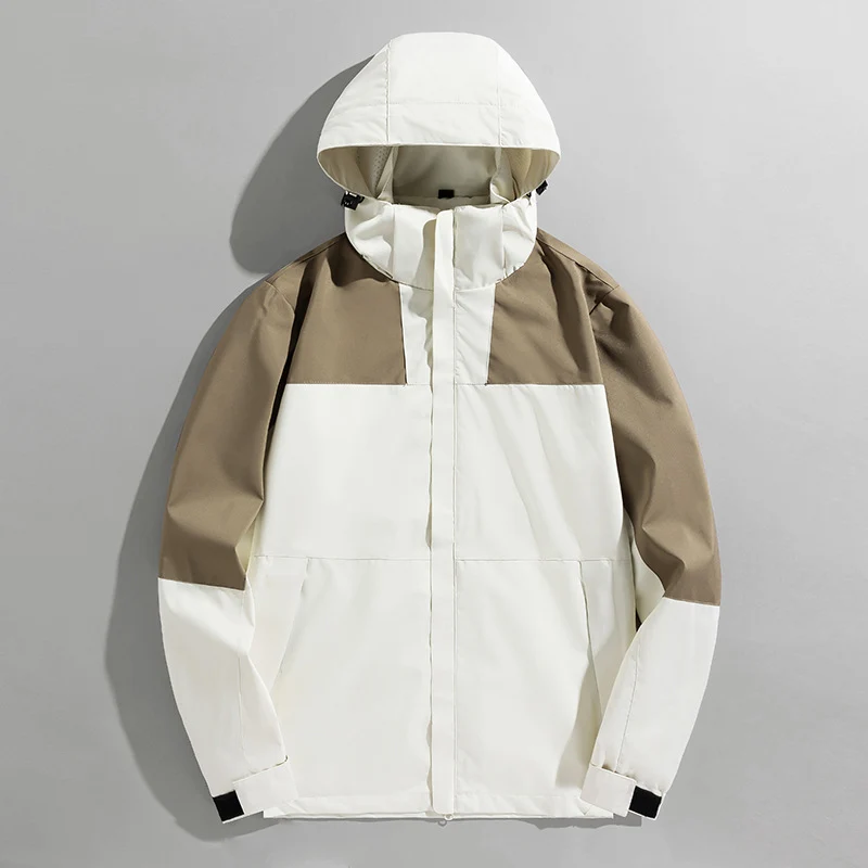 Herren leichte zweifarbige Softshell Outdoorjacke mit Kapuze, wind- und wasserabweisender Shell und Reißverschlusstaschen Nord Taschen