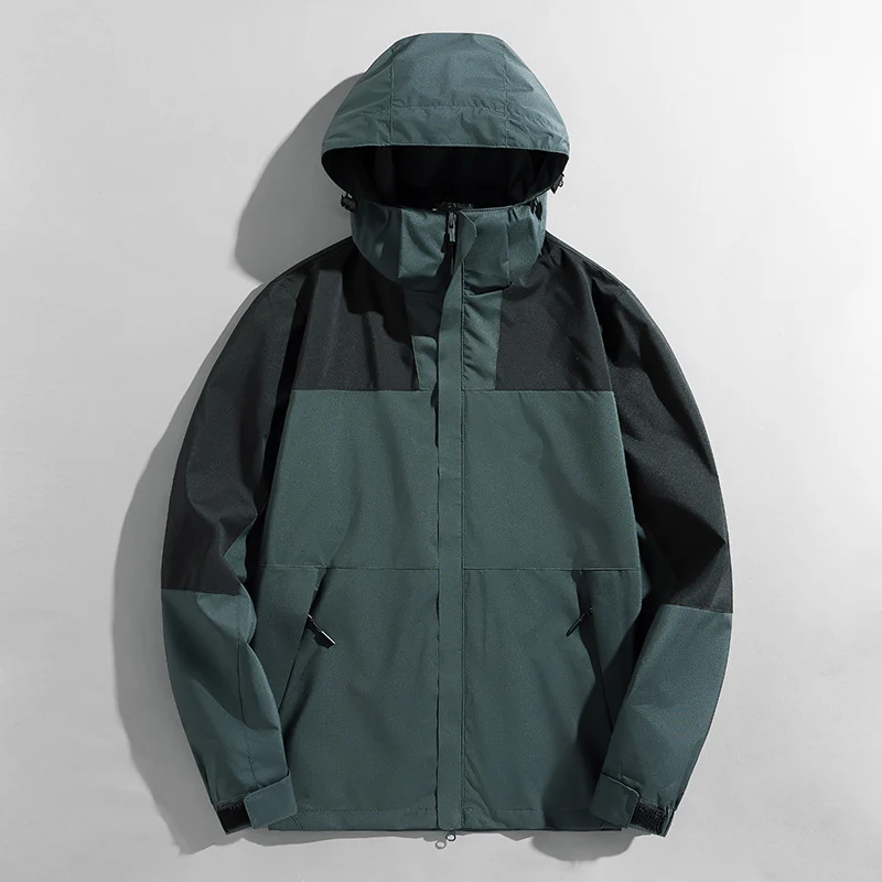 Herren leichte zweifarbige Softshell Outdoorjacke mit Kapuze, wind- und wasserabweisender Shell und Reißverschlusstaschen Nord Taschen