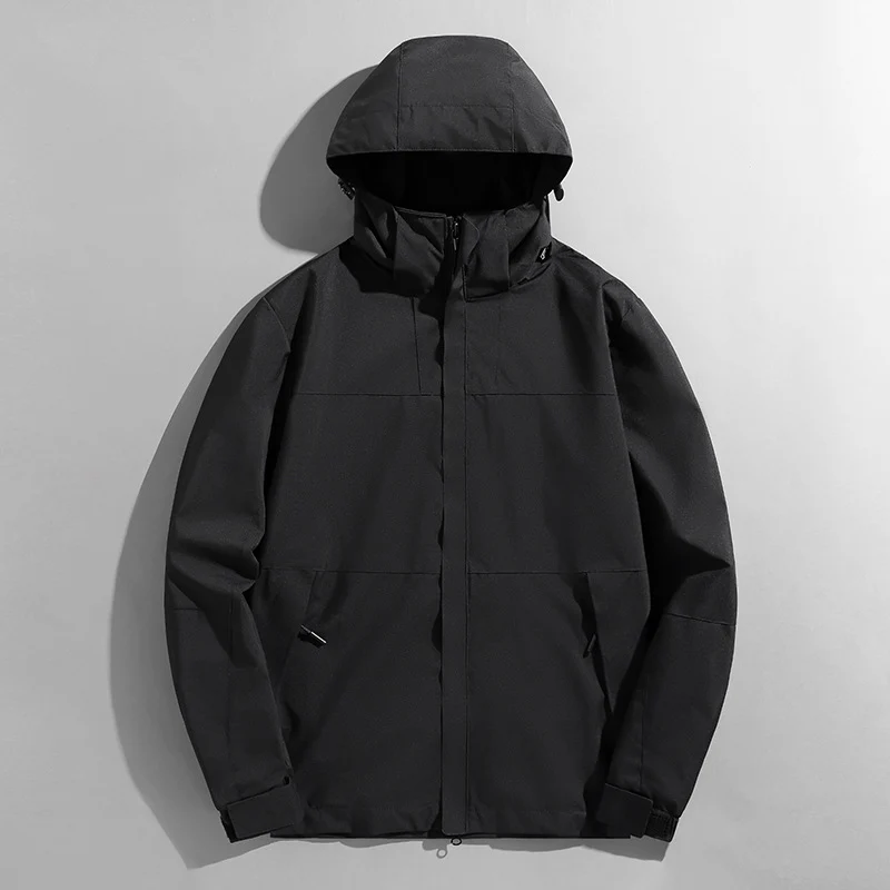 Herren leichte zweifarbige Softshell Outdoorjacke mit Kapuze, wind- und wasserabweisender Shell und Reißverschlusstaschen Nord Taschen