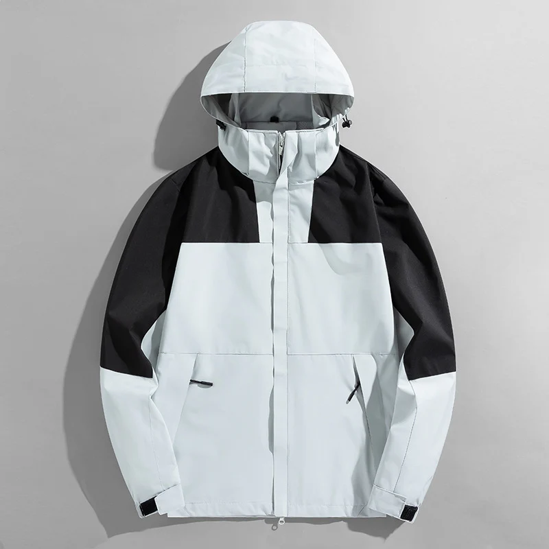 Herren leichte zweifarbige Softshell Outdoorjacke mit Kapuze, wind- und wasserabweisender Shell und Reißverschlusstaschen Nord Taschen