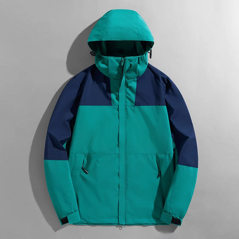 Herren leichte zweifarbige Softshell Outdoorjacke mit Kapuze, wind- und wasserabweisender Shell und Reißverschlusstaschen Nord Taschen